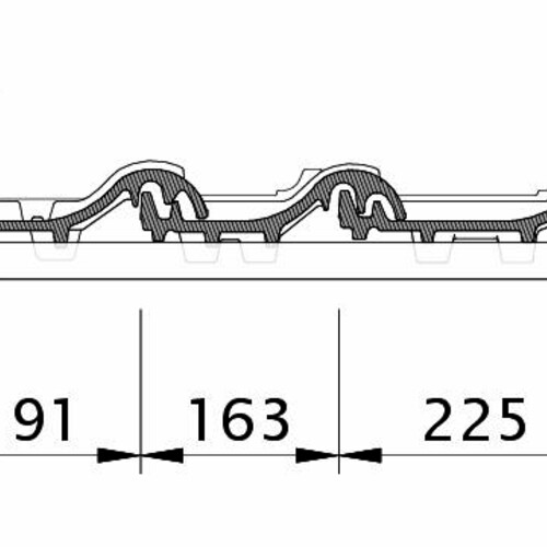 Zeichnung PREMION Ortgangziegel links mit Ortgangbrett OBL
