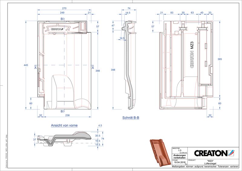 Produkt CAD-Datei MZ3 NEU Lüfterziegel LUEFTZ