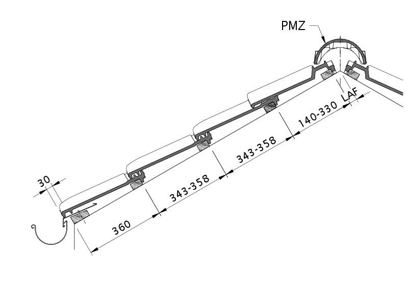 Zeichnung MZ3 Dachquerschnitt DQF