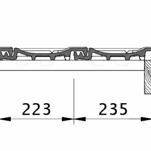 Zeichnung CANTUS Ortgang rechts mit Ortgangblech und Flächenziegel OFR