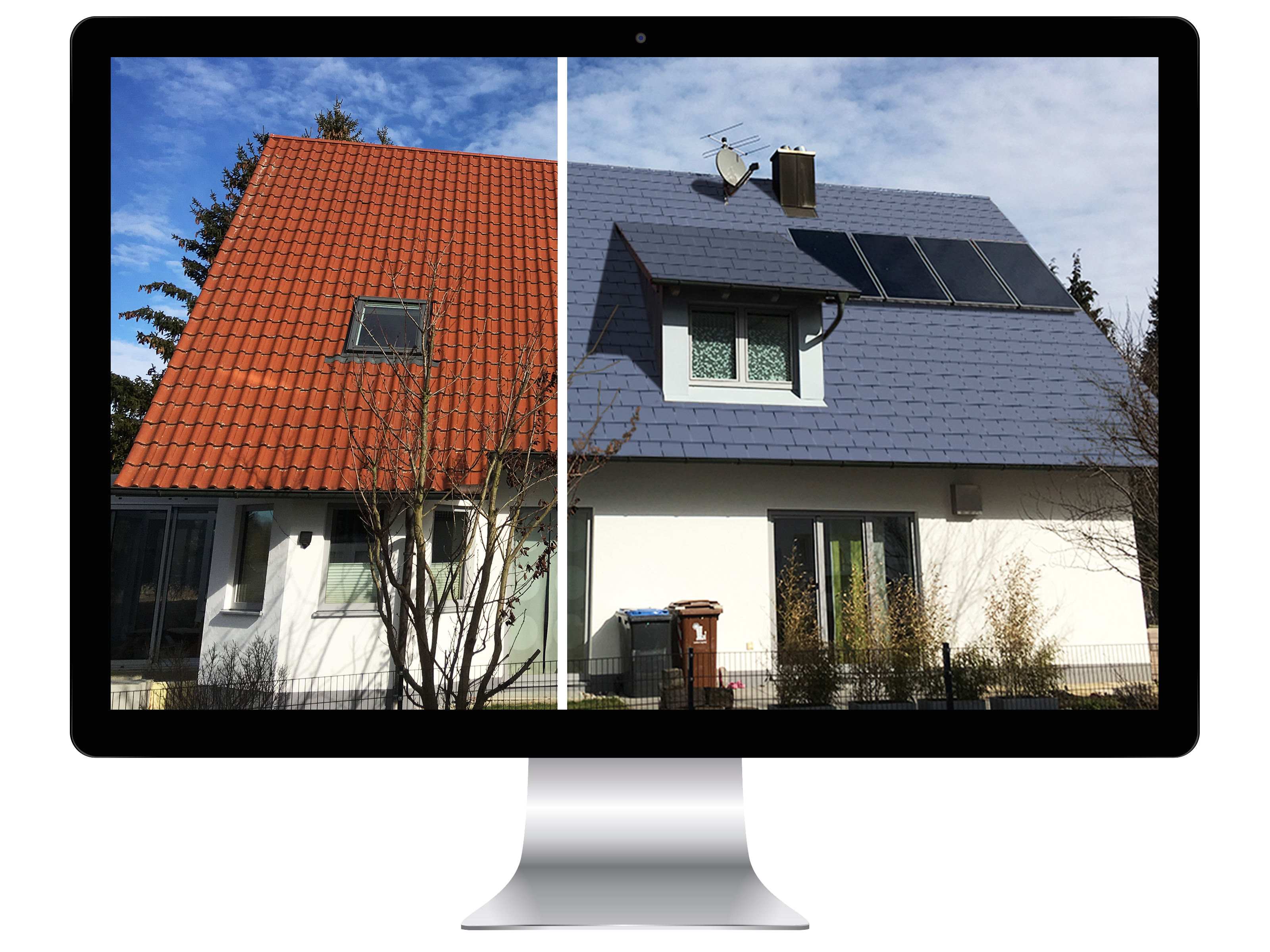 Mit dem Visualisierungsservice von Creaton lässt sich visuell im Handumdrehen das alte Dach durch ein neues ersetzen. Foto: Creaton GmbH