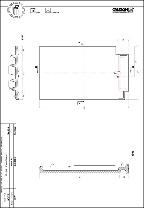 Produkt CAD-Datei DOMINO Doppelwulstziegel DWZ