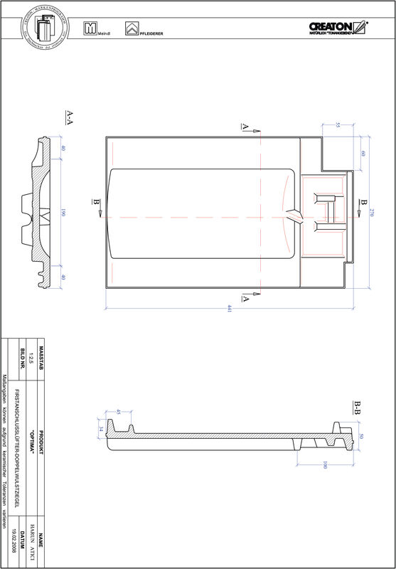 Produkt CAD-Datei TERRA OPTIMA Firstanschlusslüfter Doppelwulstziegel FALDWZ