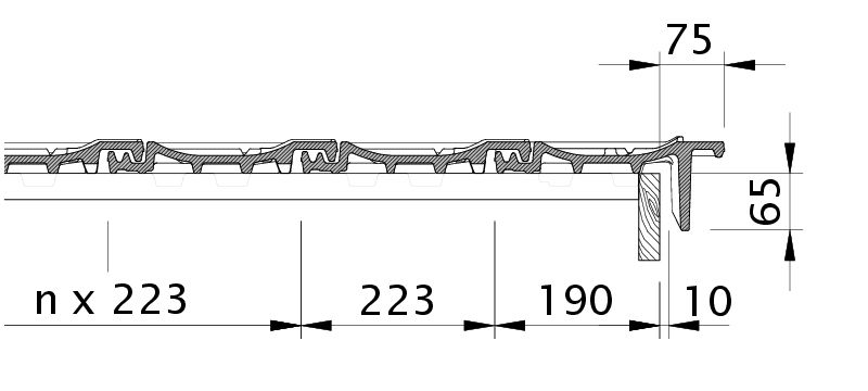 Zeichnung CANTUS Ortgangziegel rechts mit Ortgangbrett OBR