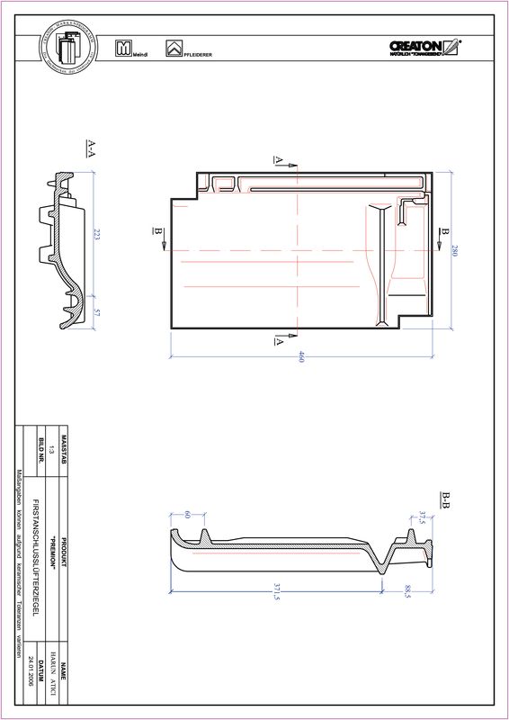 Produkt CAD-Datei PREMION Firstanschlusslüfterziegel FALZ
