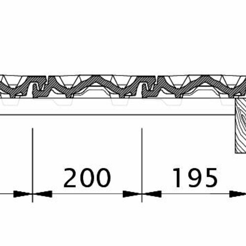 Zeichnung RUSTICO Ortgang rechts mit Ortgangblech und Flächenziegel OFR