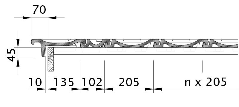 Zeichnung ELEGANZ Ortgangziegel links mit Ortgangbrett OBL