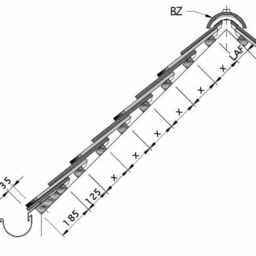 Zeichnung KLASSIK Dachquerschnitt bei Doppeldeckung DQD-2