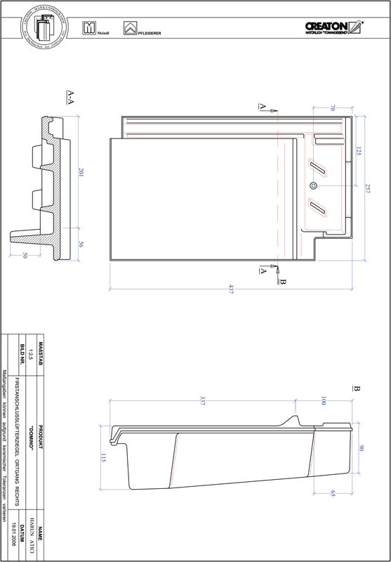 Produkt CAD-Datei DOMINO Firstanschlusslüfter Ortgang rechts FALOGR