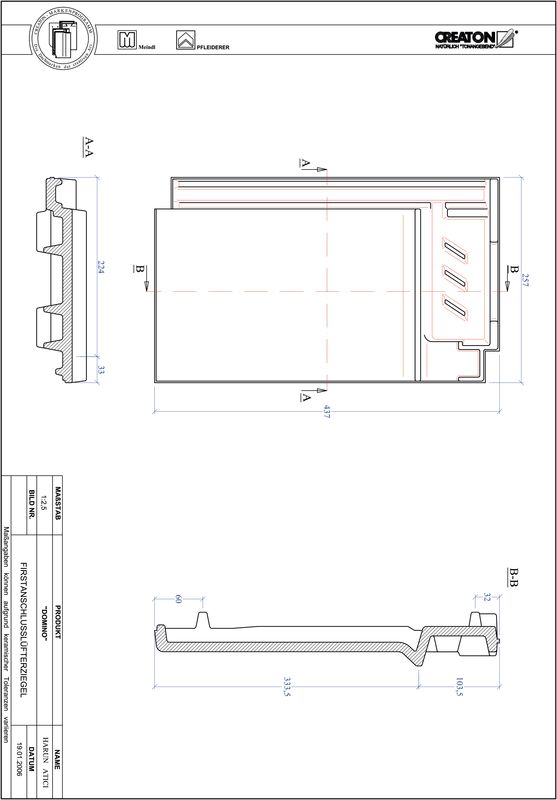Produkt CAD-Datei DOMINO Firstanschlusslüfterziegel FALZ