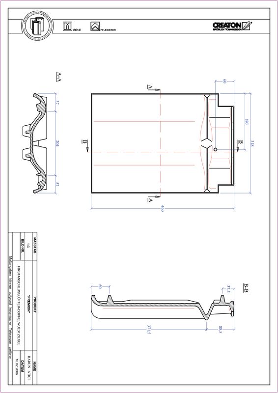 Produkt CAD-Datei PREMION Firstanschlusslüfter Doppelwulstziegel FALDWZ