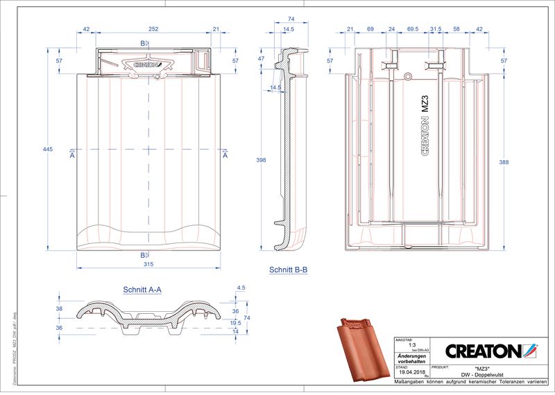 Produkt CAD-Datei MZ3 NEU Doppelwulstziegel DWZ
