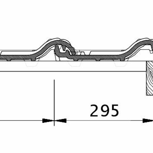 Zeichnung TITANIA Ortgang rechts mit Ortgangblech und Flächenziegel OFR