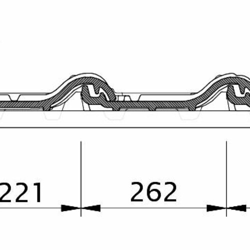 Zeichnung TITANIA Ortgangziegel links mit Ortgangbrett OBL