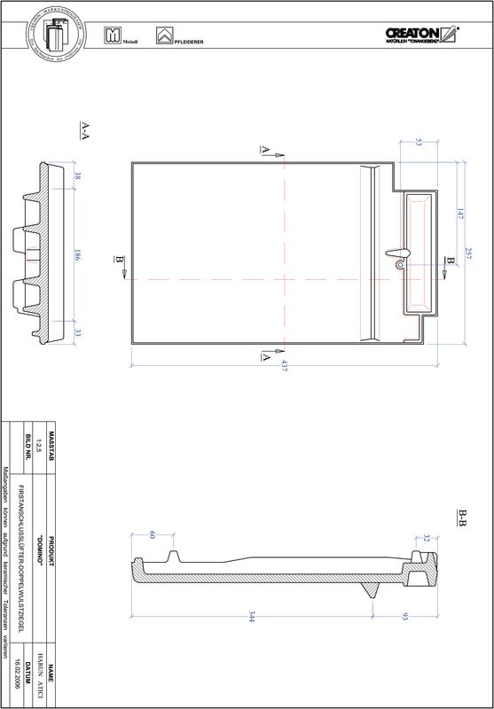 Produkt CAD-Datei DOMINO Firstanschlusslüfter Doppelwulstziegel FALDWZ