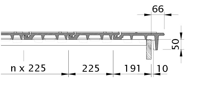 Zeichnung DOMINO Ortgangziegel rechts mit Ortgangbrett OBR