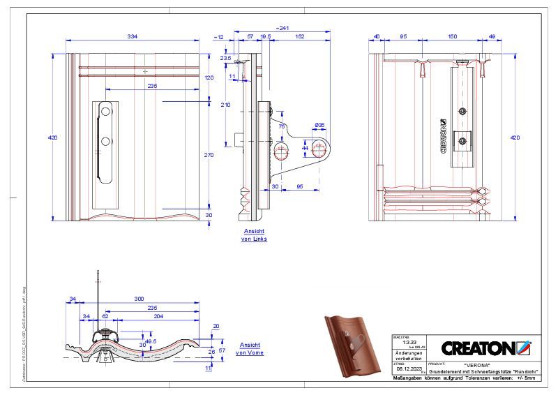 Produkt CAD-Datei VERONA Grundelement Rundrohr