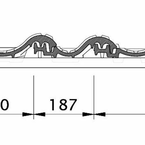 Zeichnung SINFONIE Ortgang links mit Ortgangblech und Doppelwulst ODL