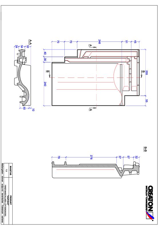 Produkt CAD-Datei SINFONIE Firstanschlusslüfterziegel FALZ
