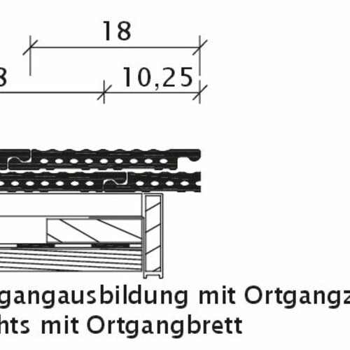 Zeichnung PROFIL Ortgangziegel rechts mit Ortgangbrett OBR