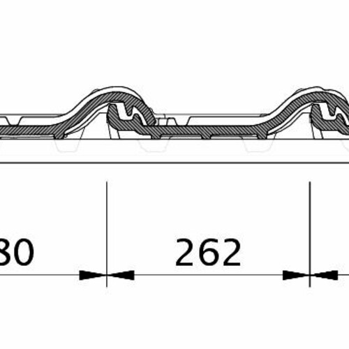 Zeichnung TITANIA Ortgang links mit Ortgangblech und Doppelwulst ODL