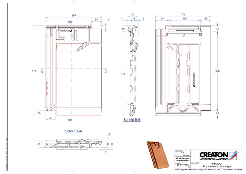 Produkt CAD-Datei MIKADO Firstanschlusslüfterziegel FALZ