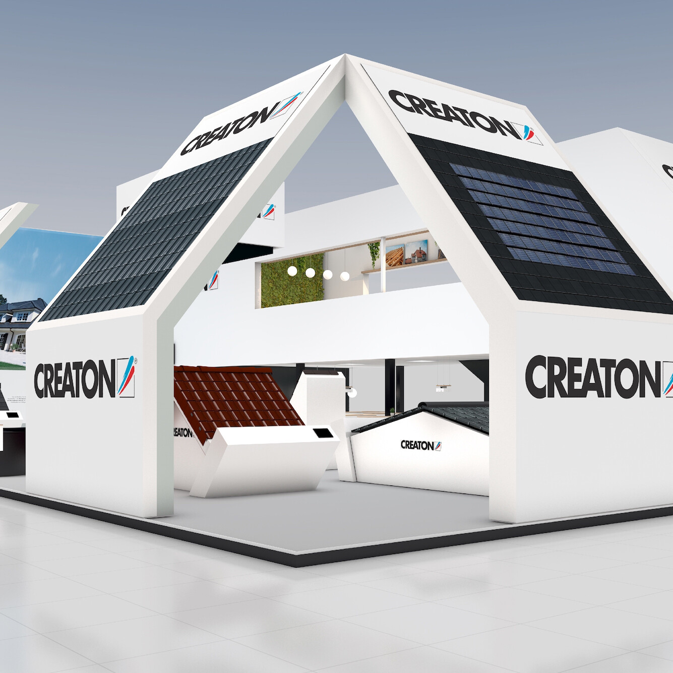 Der Messestand der Creaton GmbH bietet auf zwei Etagen viel Platz für gute Gespräche. Foto: Creaton GmbH