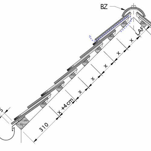 Zeichnung KLASSIK Dachquerschnitt bei Doppeldeckung DQD-3