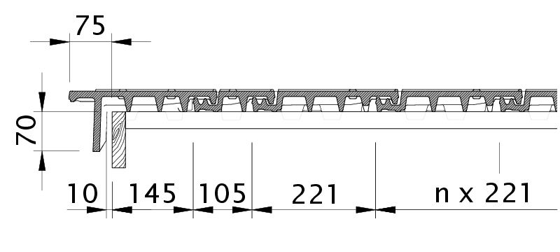 Zeichnung VISIO Ortgang links mit Ortgangbrett OBL