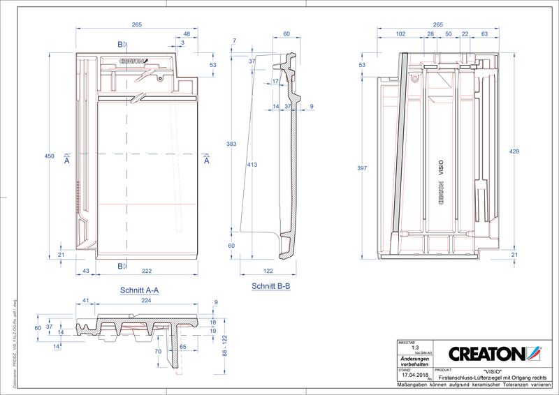 Produkt CAD-Datei VISIO Firstanschlusslüfter Ortgang rechts FALOGR