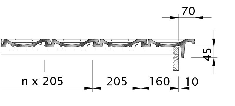 Zeichnung ELEGANZ Ortgangziegel rechts mit Ortgangbrett OBR