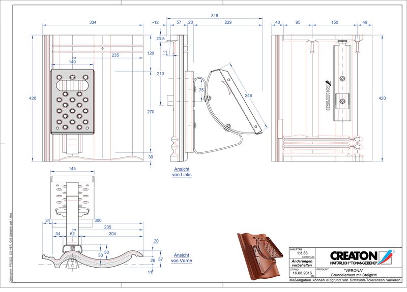 Produkt CAD-Datei VERONA Grundelement Steigtritt