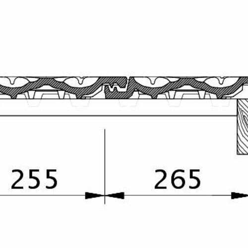 Zeichnung REGIUS Ortgang rechts mit Ortgangblech und Flächenziegel OFR