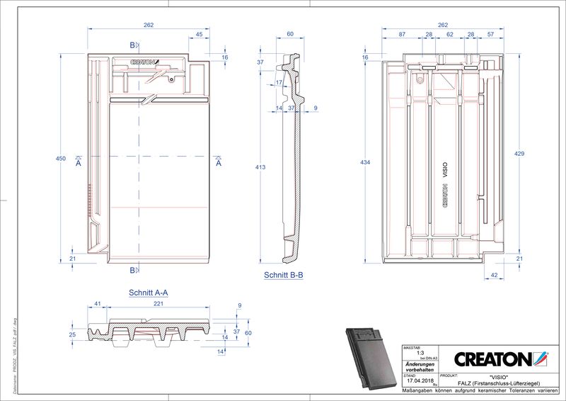 Produkt CAD-Datei VISIO Firstanschlusslüfterziegel FALZ