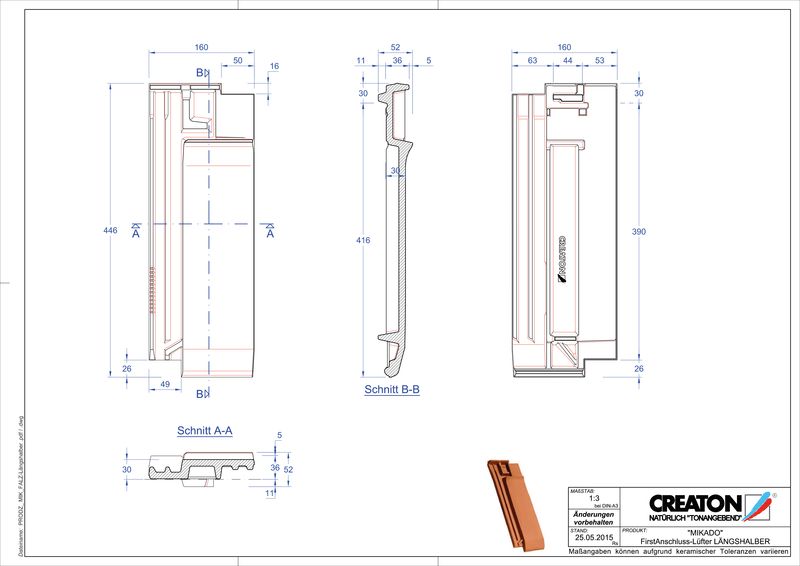 Produkt CAD-Datei MIKADO Firstanschlusslüfter Längshalber FALLH